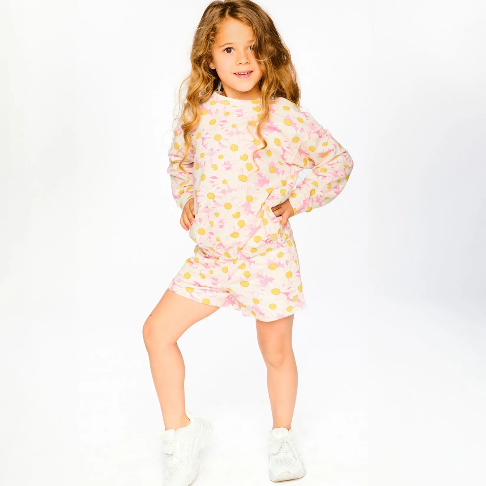 Shorts & Bermuda>Deux par Deux Daisies Sweat Short 7-10 Pink