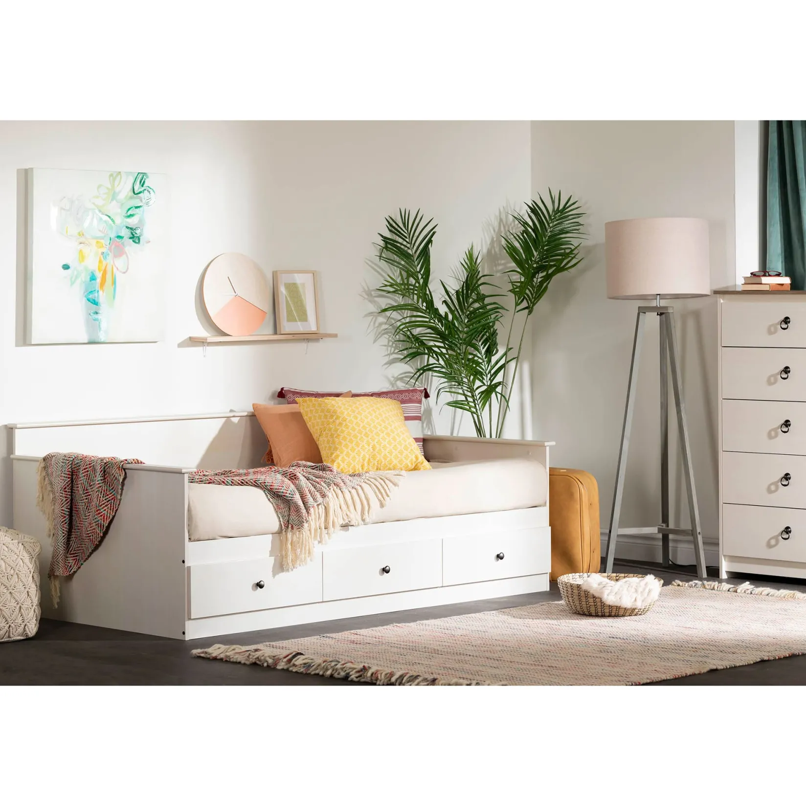 Hot Daybed with Storage - Plenny White Wash Twin, Full & Queen Beds