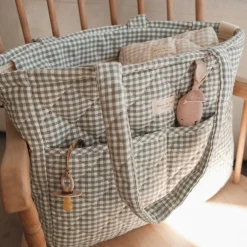 Online Diaper Bag - Gingham Sage Diaper Bags|Diaper Bags