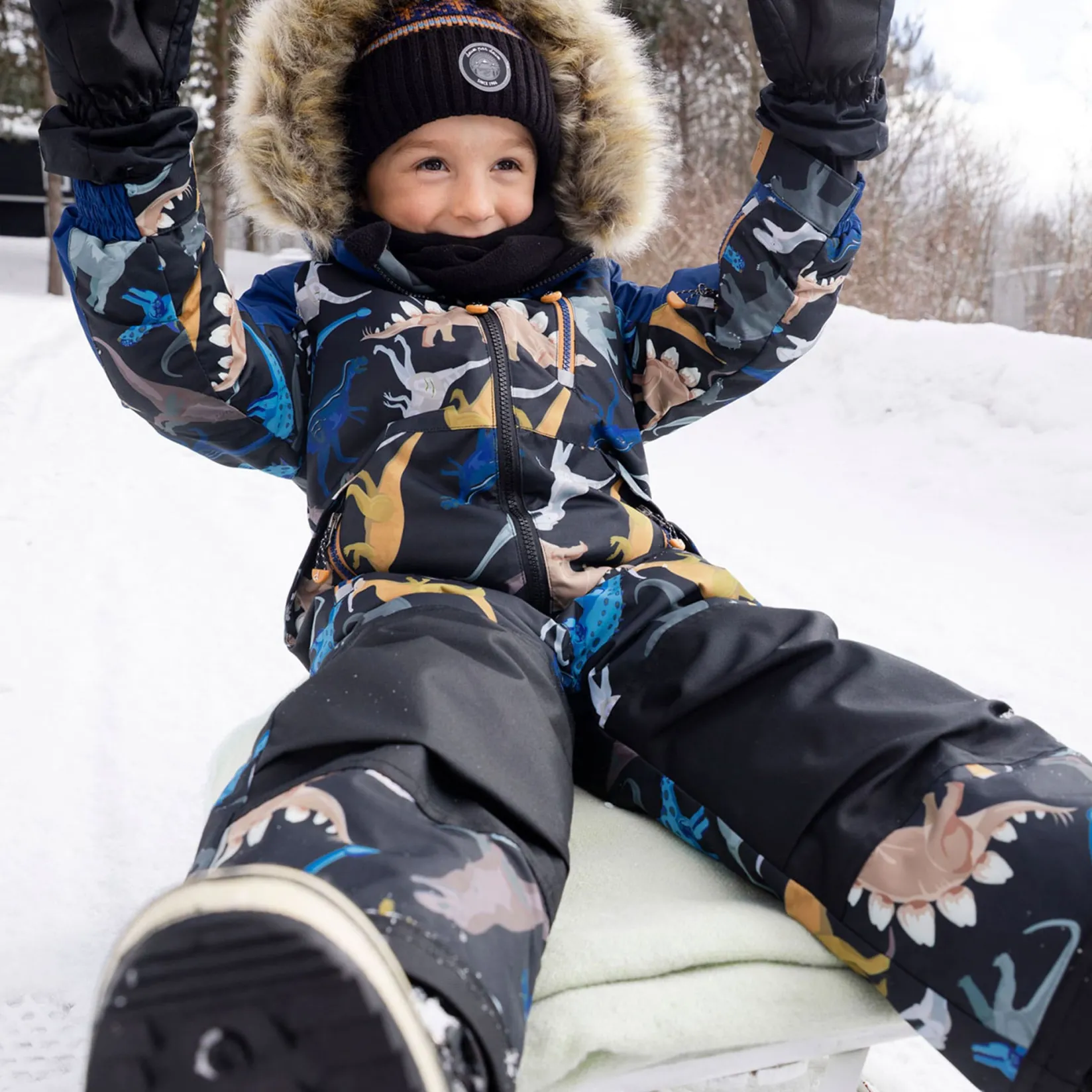 Outerwear|Snowsuits>Deux par Deux Dinos 1pce Snowsuits 2-6 Navy