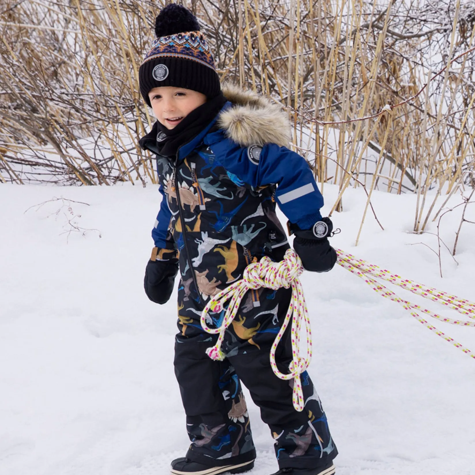 Outerwear|Snowsuits>Deux par Deux Dinos 1pce Snowsuits 2-6 Navy