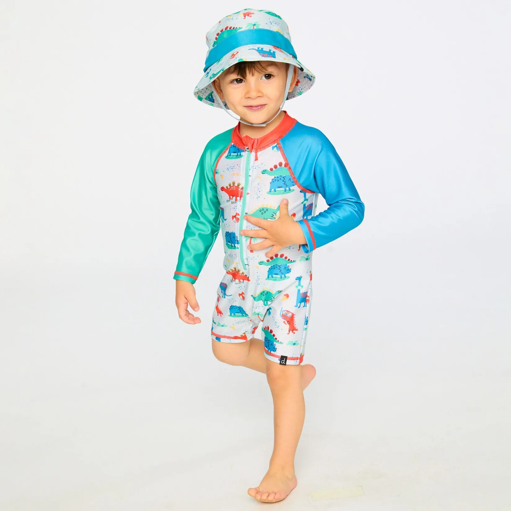 Swimsuits>Deux par Deux Dinosaurs Swimsuit 2-6 Grey