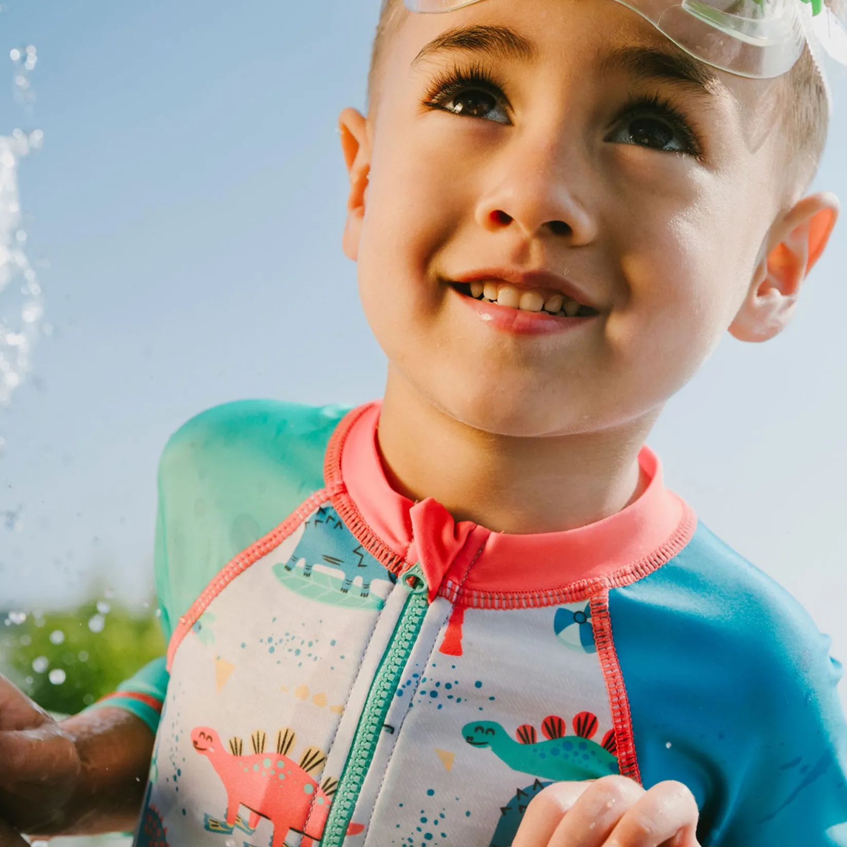 Swimsuits>Deux par Deux Dinosaurs Swimsuit 2-6 Grey