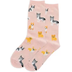 Socks|Underwear & Socks>Hotsox Dog Crew Socks 4-9y Pink