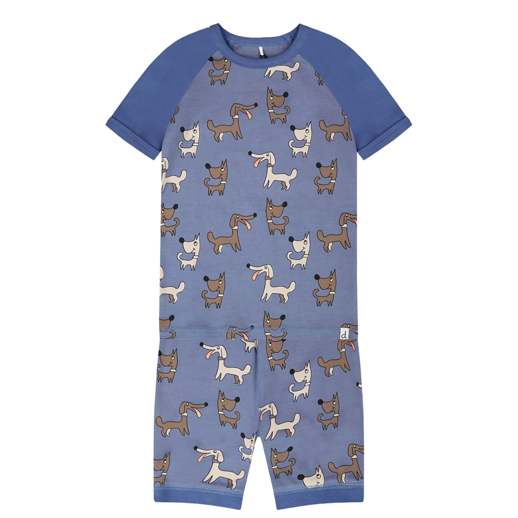 Pajamas & Bathrobes>Deux par Deux Dogs Pajama Set 7-12 Blue