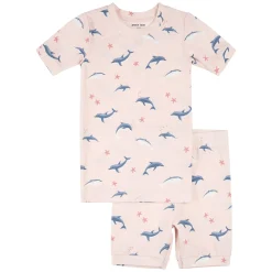 Pajamas & Bathrobes>Petit Lem Dolphins Pajamas 2-6x Pink