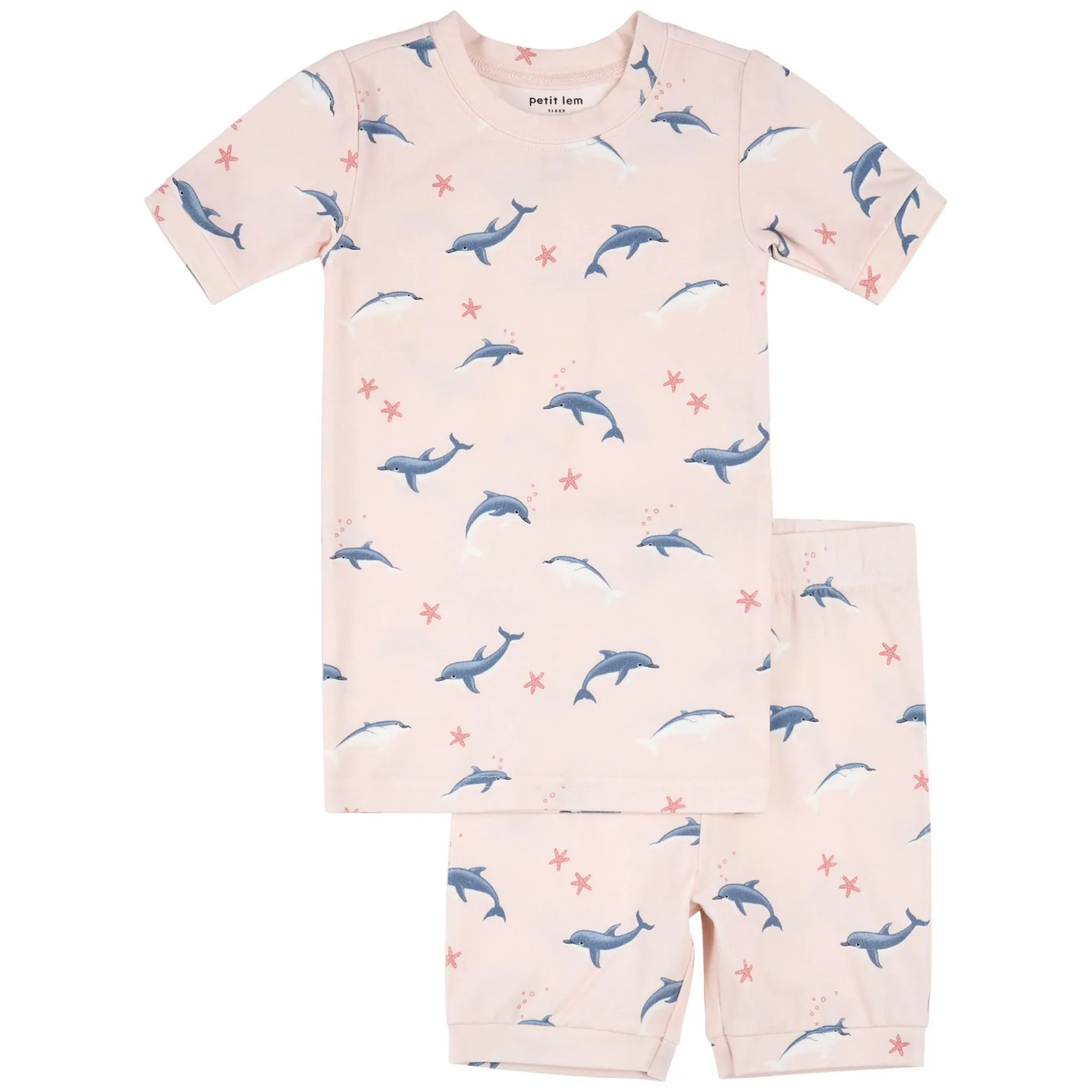 Pajamas & Bathrobes>Petit Lem Dolphins Pajamas 2-6x Pink