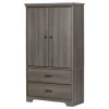 Storage Furniture>South Shore 2-Door Armoire with Drawers - Versa Gray Maple