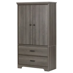 Storage Furniture>South Shore 2-Door Armoire with Drawers - Versa Gray Maple