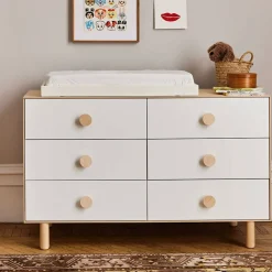 Discount Dot 6 Drawer Dresser - Whte/ Natural Storage Furniture