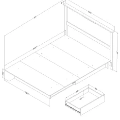 Clearance Double / Queen Bed and Headboard Set - Step One Pure Black Twin, Full & Queen Beds
