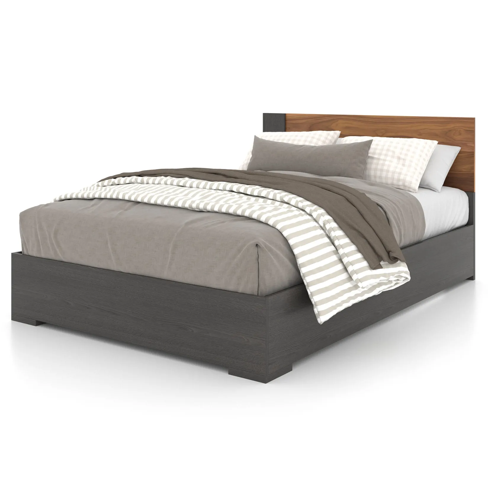 Twin, Full & Queen Beds>Meuble Meq Double Bed - Slate Walnut