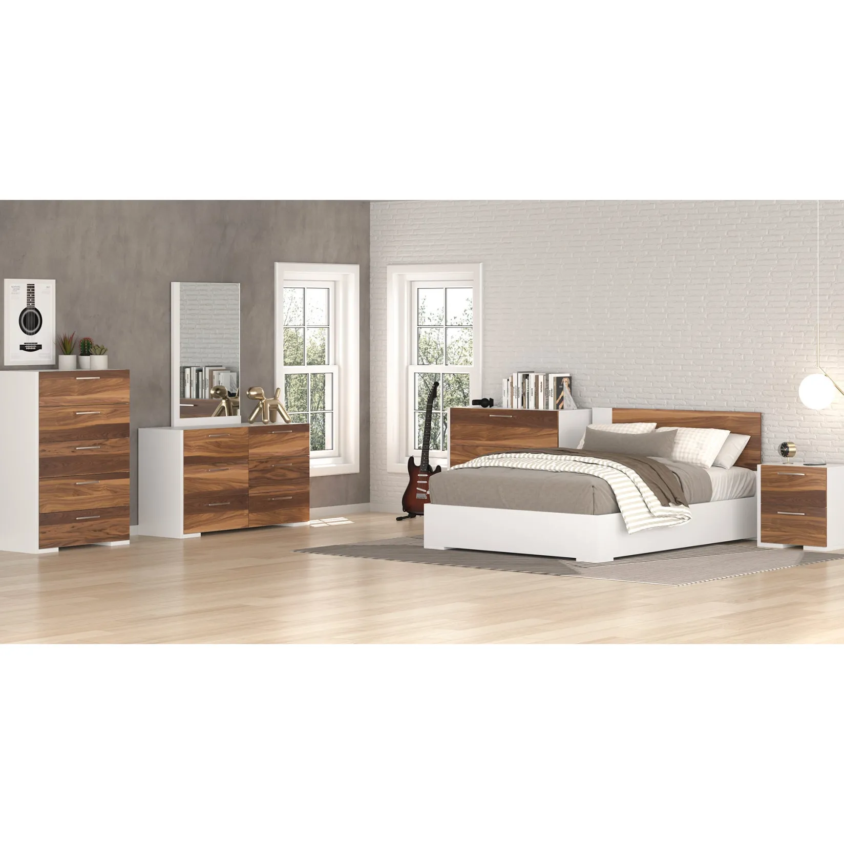 Hot Double Bed - White Walnut Twin, Full & Queen Beds