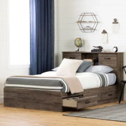 Double Bed and Headboard Set - Ulysses Fall Oak Twin, Full & Queen Beds