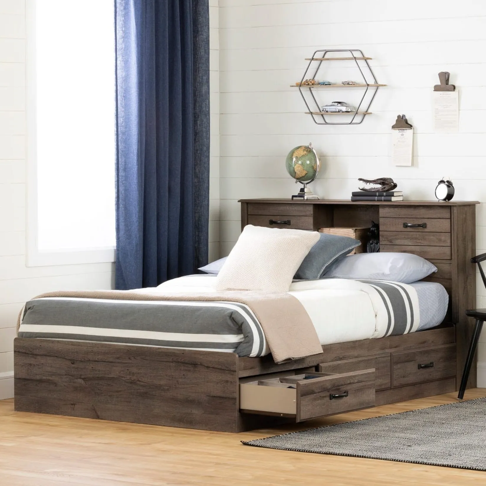 Double Bed and Headboard Set - Ulysses Fall Oak Twin, Full & Queen Beds