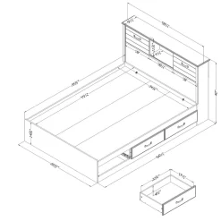 Double Bed and Headboard Set - Ulysses Fall Oak Twin, Full & Queen Beds