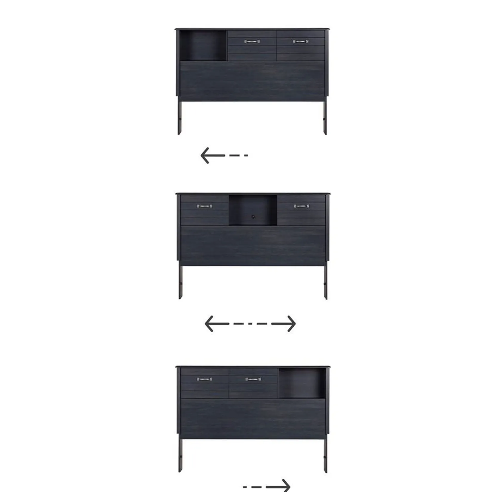 Double Bed Bookcase Headboard with Sliding Doors Asten - Blueberry Twin, Full & Queen Beds