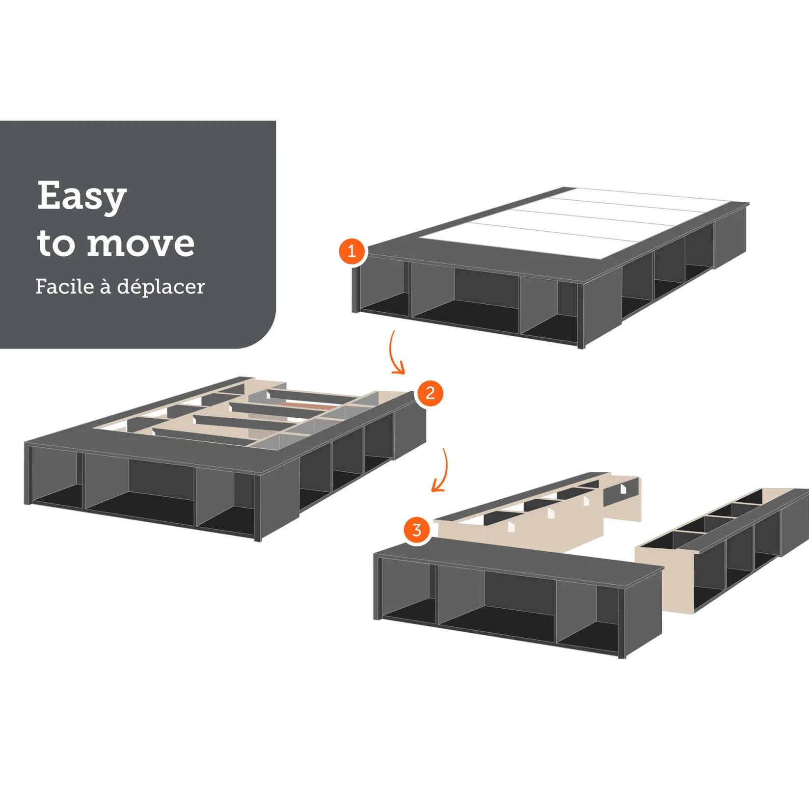 Twin, Full & Queen Beds>South Shore Double Bed with Storage and Baskets - Flexible Pure White
