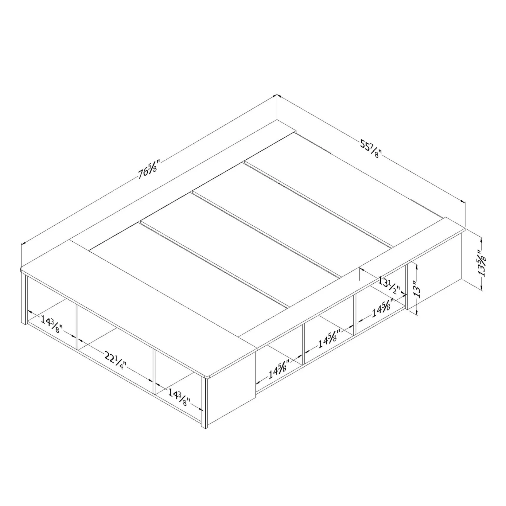Twin, Full & Queen Beds>South Shore Double Bed with Storage and Baskets - Flexible Pure White