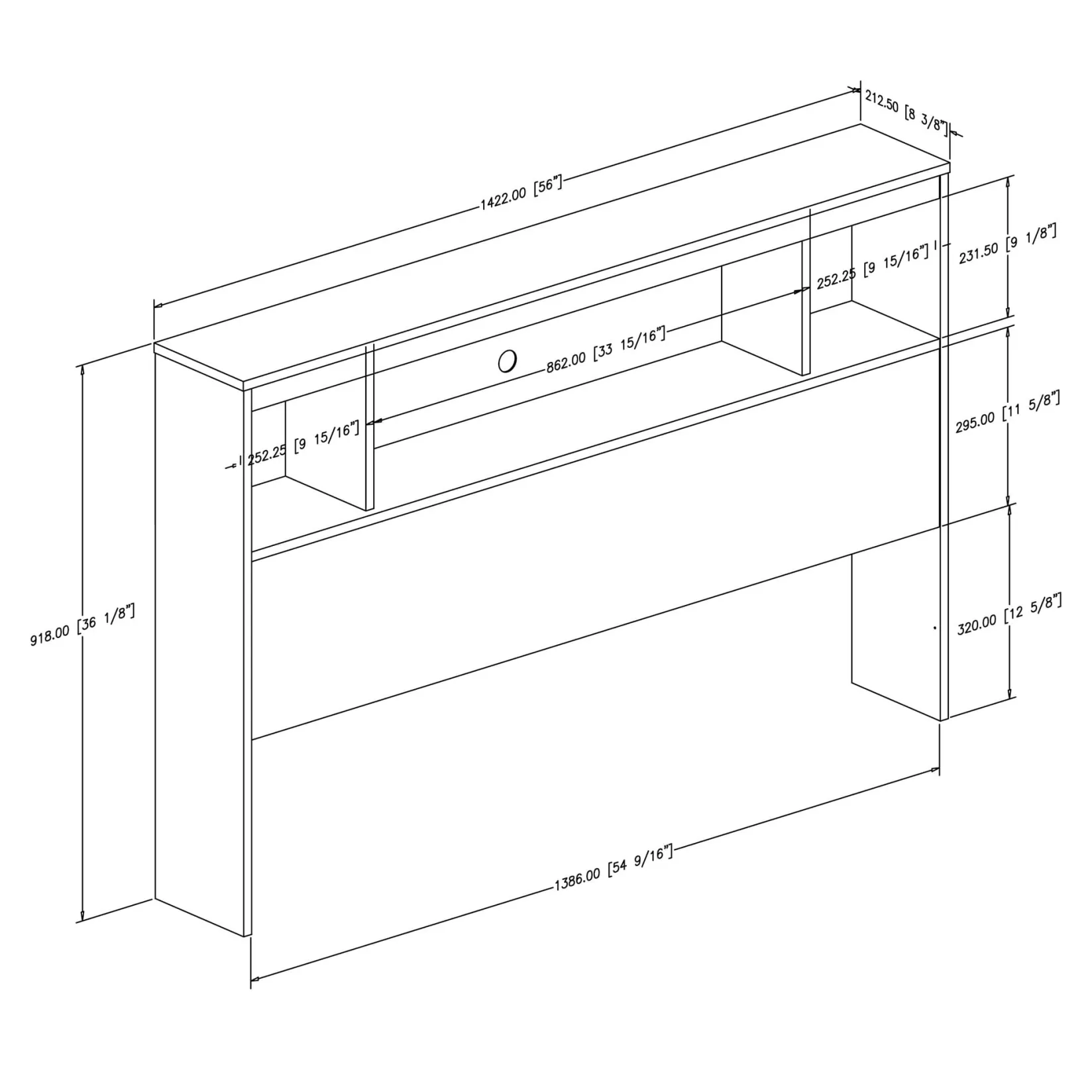 Twin, Full & Queen Beds>South Shore Double Bookcase Headboard Spark - Pure White