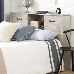 Twin, Full & Queen Beds>South Shore Double Bookcase Headboard - Ulysses Winter Oak