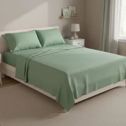 Sheets|Full & Queen Size Bedding>Cathay Home Double Sheet Set - Hedge Green