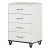 Storage Furniture>South Shore 4-Drawer Chest - Arlen White Pine and Black Matte