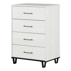 Storage Furniture>South Shore 4-Drawer Chest - Arlen White Pine and Black Matte