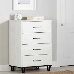 Storage Furniture>South Shore 4-Drawer Chest - Arlen White Pine and Black Matte