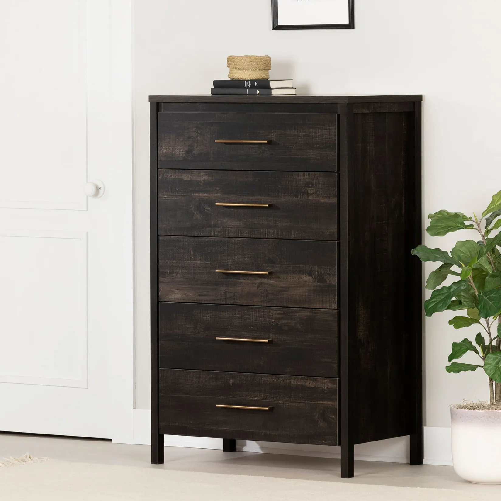Storage Furniture>South Shore 5-Drawer Chest - Gravity Rubbed Black