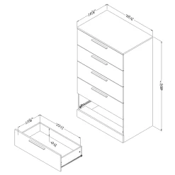 5-Drawer Chest - Step One Essential - Gray Oak Storage Furniture