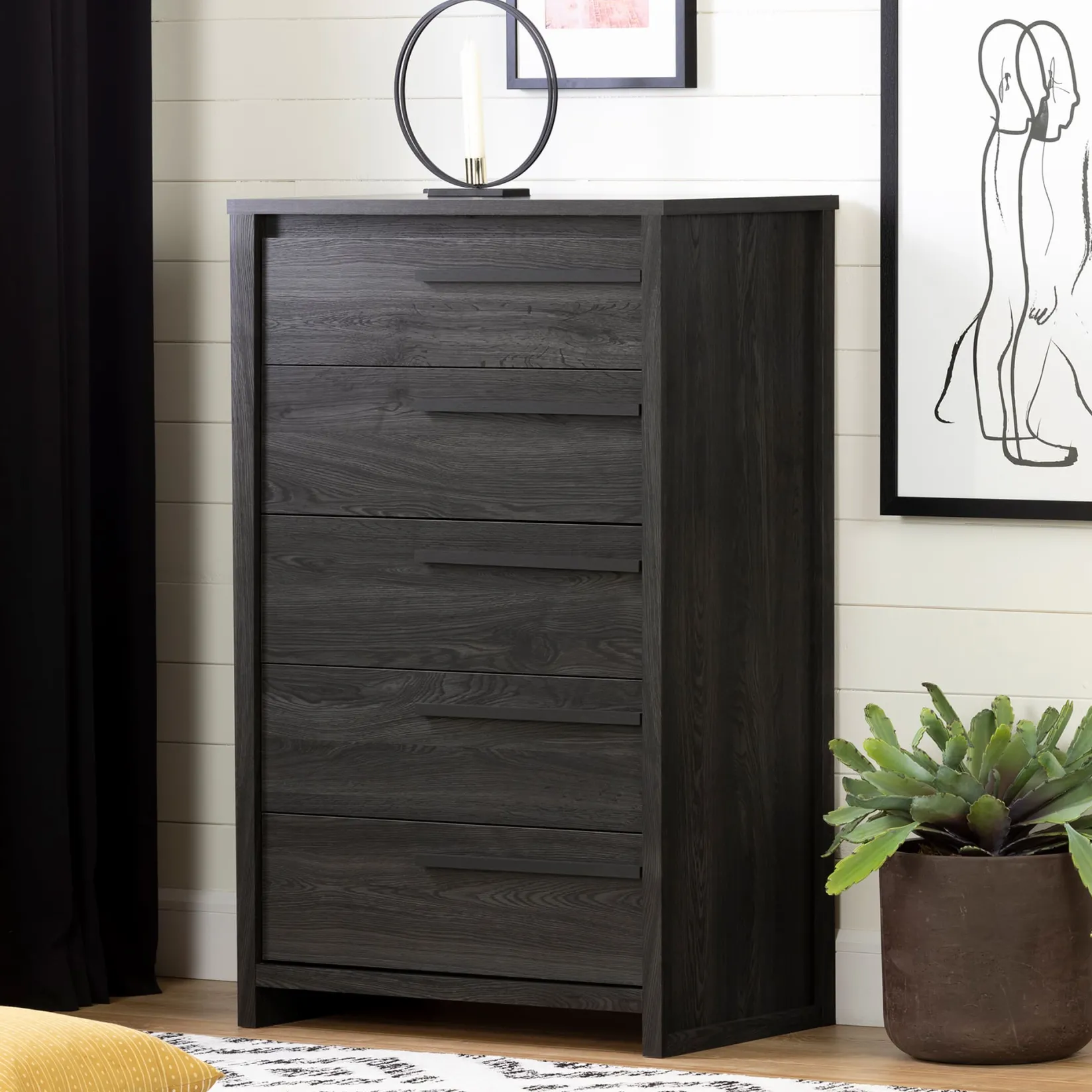 Sale 5-Drawer Chest - Tao Gray Oak Storage Furniture