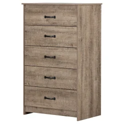 Storage Furniture>South Shore 5-Drawer Chest - Tassio Weathered Oak