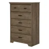 5-Drawer Chest - Versa Weathered Oak Storage Furniture