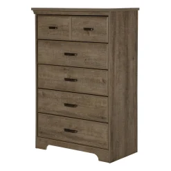5-Drawer Chest - Versa Weathered Oak Storage Furniture