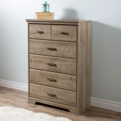 5-Drawer Chest - Versa Weathered Oak Storage Furniture