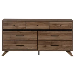 Storage Furniture>South Shore 7-Drawer Double Dresser - Flam Natural Walnut and Matte Black