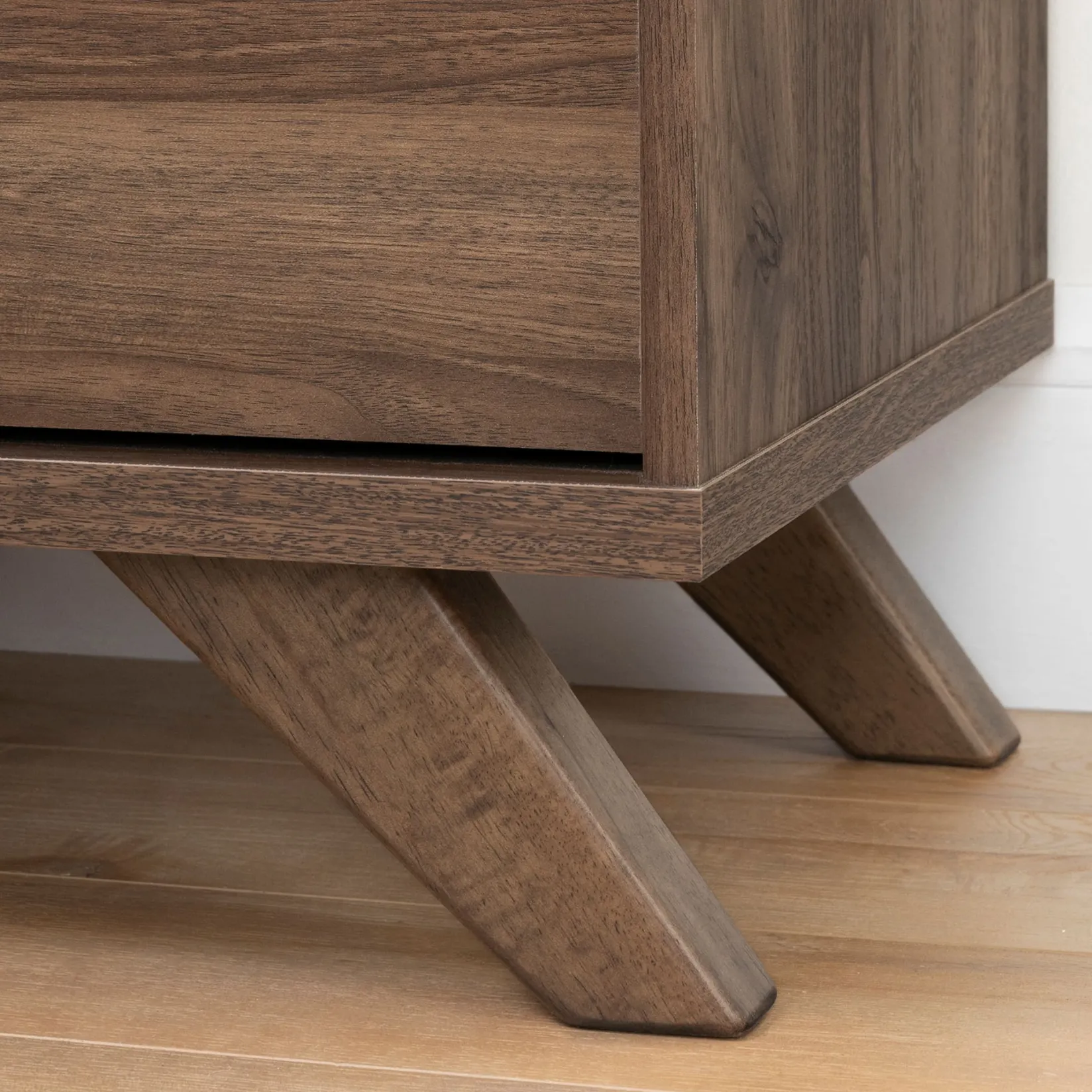 Storage Furniture>South Shore 7-Drawer Double Dresser - Flam Natural Walnut and Matte Black