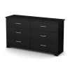 Online 6-Drawer Double Dresser - Fusion Pure Black Storage Furniture