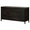 Storage Furniture>South Shore 6-Drawer Double Dresser - Gravity Rubbed Black