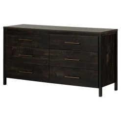 Storage Furniture>South Shore 6-Drawer Double Dresser - Gravity Rubbed Black