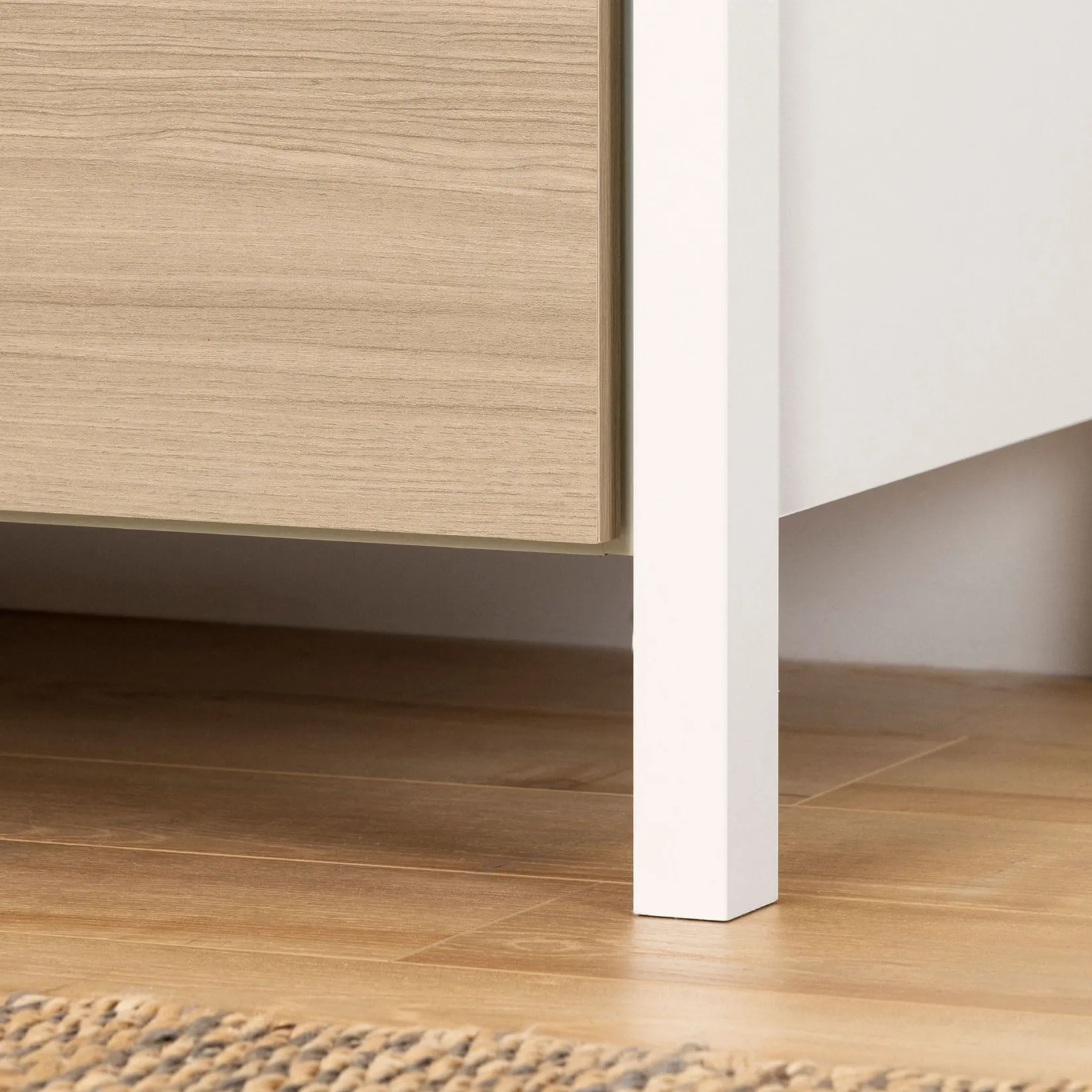 Online 6-Drawer Double Dresser - Munich White and Soft Elm Storage Furniture