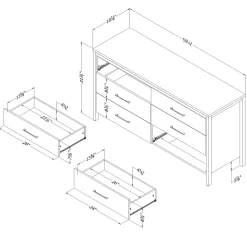 Online 6-Drawer Double Dresser - Munich White and Soft Elm Storage Furniture
