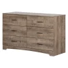 Hot 6-Drawer Double Dresser - Step One Weathered Oak Storage Furniture