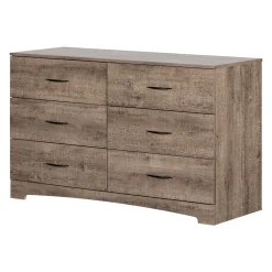 Hot 6-Drawer Double Dresser - Step One Weathered Oak Storage Furniture