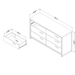 Outlet 6-Drawer Double Dresser - Tao Natural Walnut Storage Furniture