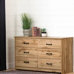 6-Drawer Double Dresser - Tassio Nordik Oak Storage Furniture