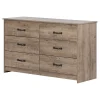 New 6-Drawer Double Dresser - Tassio Weathered Oak Storage Furniture