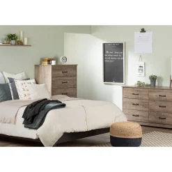 New 6-Drawer Double Dresser - Tassio Weathered Oak Storage Furniture