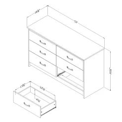 New 6-Drawer Double Dresser - Tassio Weathered Oak Storage Furniture